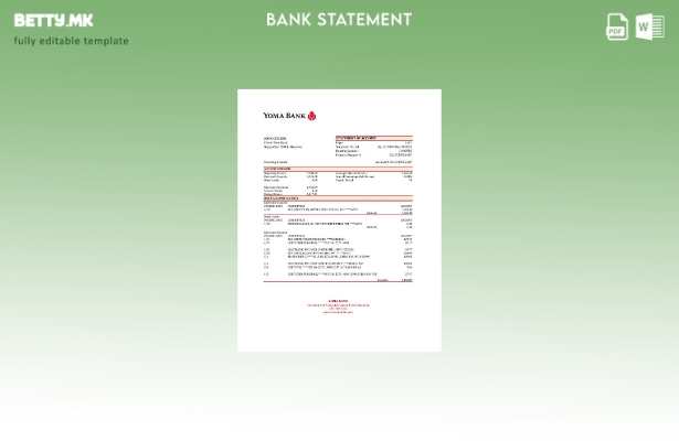 Модерен стил, шаблон за ексел банкарски извод од Мјанмар Јома